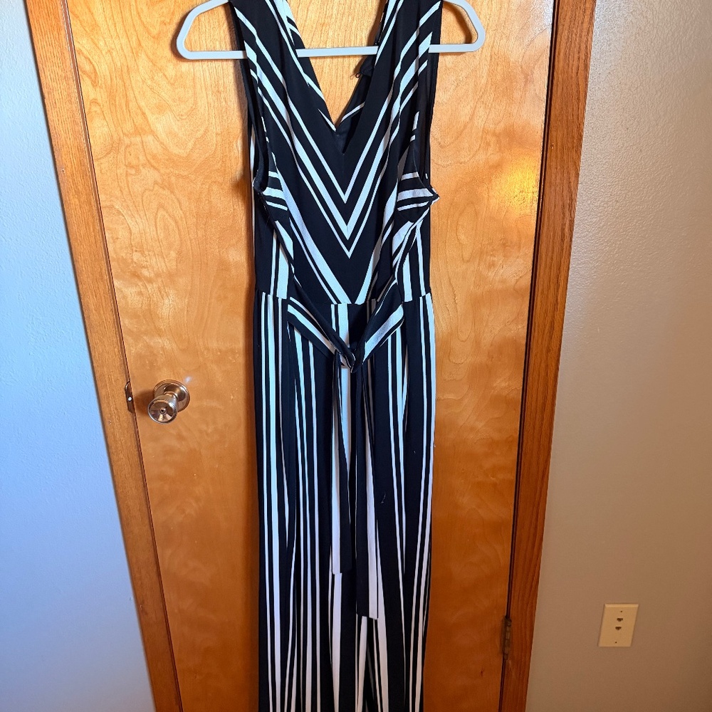 INC Sleeveless Striped Jumpsuit